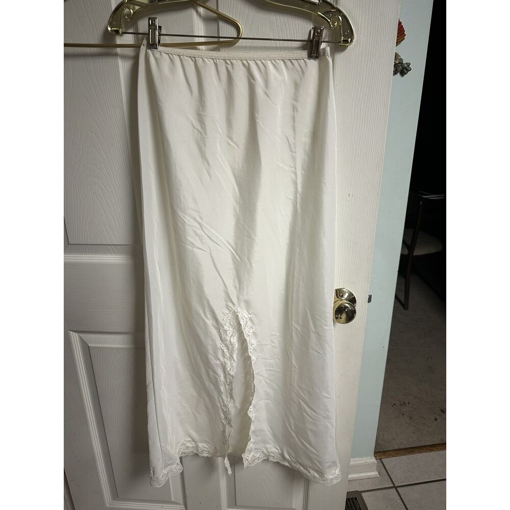 60s 70s Wondermaid Half Slip Small White Long Silky Slit Lace Union Med 26 Thick